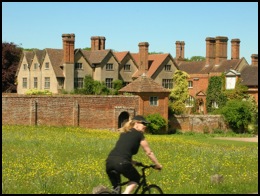 Just when you are about to take a picture of Packwood House someone has to spoil it by wizzing by on a cycle .