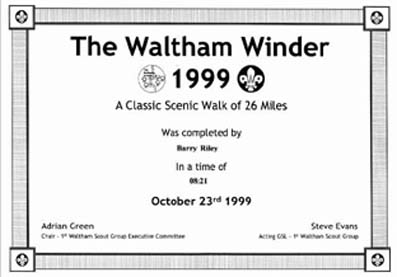 My 1999 Waltham Winder Certificate