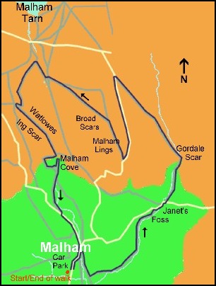Malham Map - Route taken by Barry