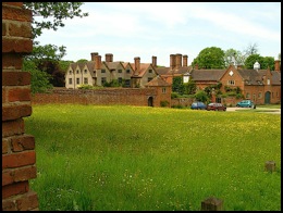 Packwood House with wild flowers in the foreground .