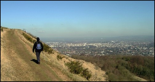 Nearing the top of Hartley Hill with good views over Cheltenham.